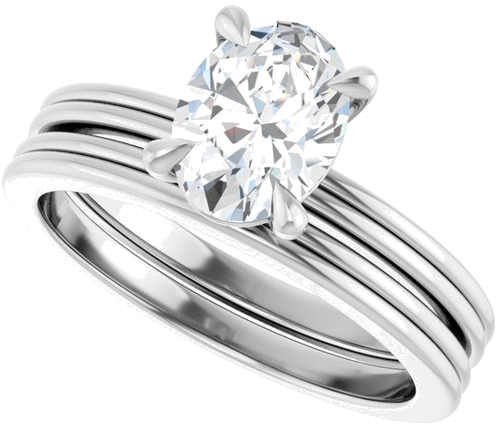 Sužadėtuvių Žiedas „Claw-Prong Solitaire“ 14k white gold Oval 8mm x 6mm (10)