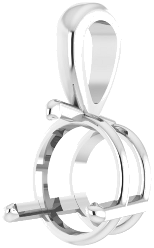 14K White 8.5 mm Round 3-Prong Pendant Mounting (2)