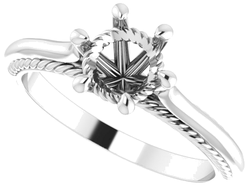 Sužadėtuvių Žiedas „Solitaire“ 585 Baltojo Aukso Round 6.5mm (5)