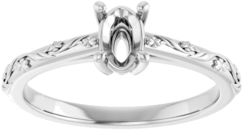 Sužadėtuvių Žiedas „Solitaire“ 14k white gold Oval 6mm x 4mm (3)