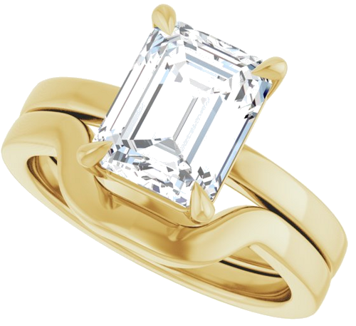 Sužadėtuvių Žiedas „Solitaire“ 585 Geltonojo Aukso Emerald 9mm x 7mm (10)