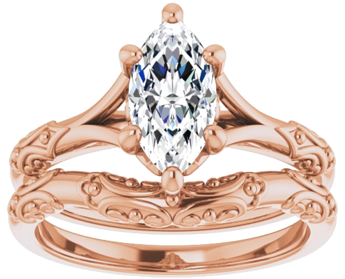 Sužadėtuvių Žiedas „Solitaire Sculptural“ 14k rose gold Marquise 10mm x 5mm (8)