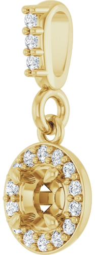 Pakabukas „Halo-Style“ 14k yellow gold Round 3.5mm (2)