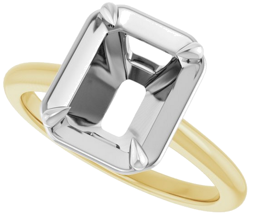 Sužadėtuvių Žiedas „Claw-Prong Solitaire Bezel-Style“ 14k yellow/white gold Emerald 9mm x 7mm (5)