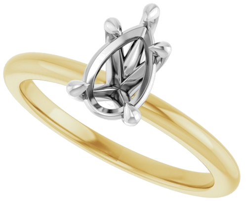 Sužadėtuvių Žiedas „Claw-Prong“ 14k yellow/white gold Pear 8mm x 5mm (5)