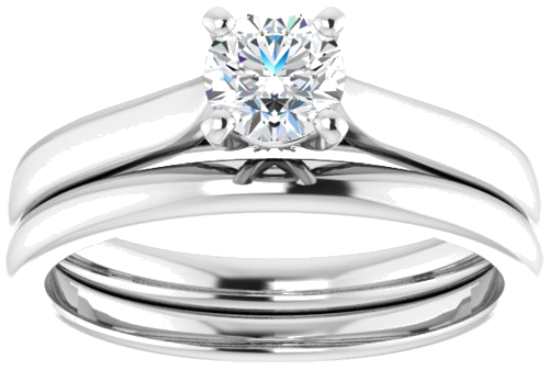 Sužadėtuvių Žiedas „Solitaire“ 585 Baltojo Aukso Round 4.8mm (8)