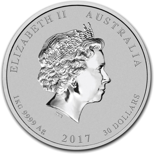 1 kg Gaidžio metai 2017  (Lunar II) Australija sidabrinė moneta (2)