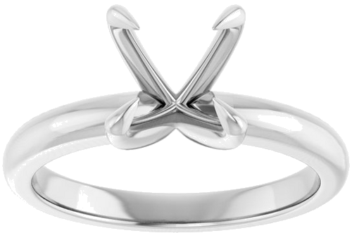 14K White 8 mm Round Solitaire Engagement Ring Mounting (3)
