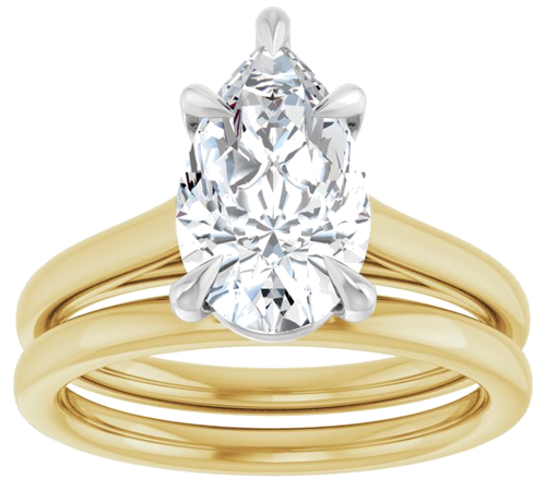 Sužadėtuvių Žiedas „Claw-Pong“ 18k yellow/white gold Pear 11.5mm x 7mm (8)