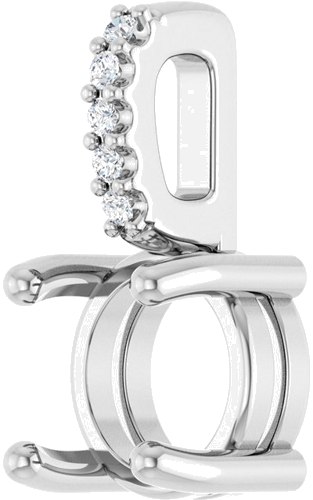 14K White 6 mm Round .02 CTW Natural Diamond Semi-Set Cabochon Pendant (2)