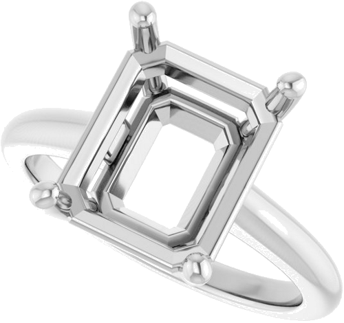 Sužadėtuvių Žiedas „V-End Prong“ 14k white gold Emerald 11mm x 9mm (4)