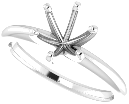 14K White 7 mm Round 6-Prong Solitaire Ring Mounting (8)
