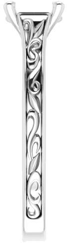 Sužadėtuvių Žiedas „Scroll Solitaire“ 585 Baltojo Aukso Oval 7mm x 5mm (4)