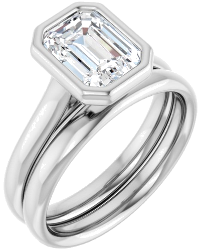 14K White  8x6 mm Emerald Solitaire Engagement Ring Mounting (6)