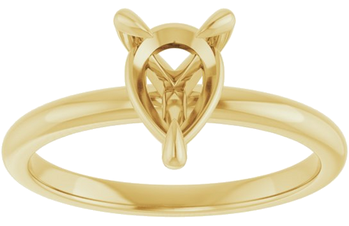 14K Yellow  8x6 mm Pear Solitaire Engagement Ring Mounting (3)