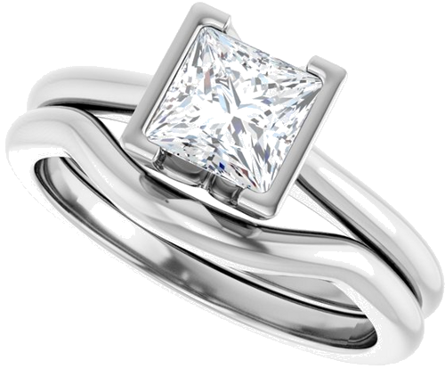 Sužadėtuvių Žiedas „Half-Bezel Solitaire“ 14k white gold Square 5.5mm (10)