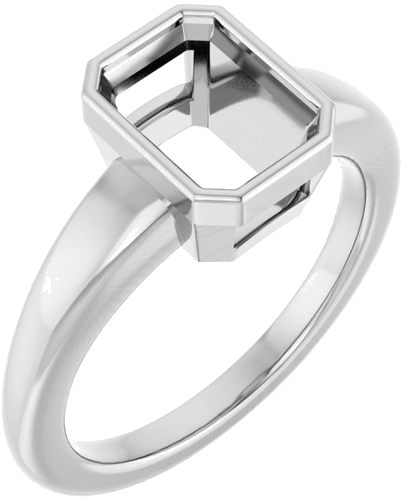 Sužadėtuvių Žiedas „Bezel-Set Solitaire“ 14k white gold Emerald 8mm x 6mm (1)