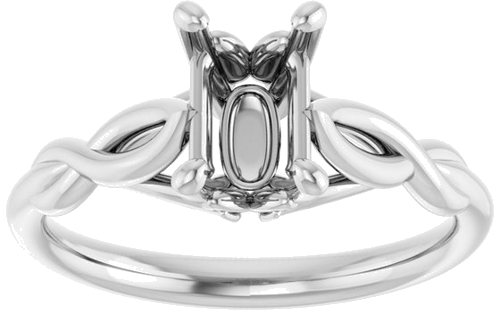 Sužadėtuvių Žiedas „Solitaire Sculptural“ 14k white gold Emerald 7mm x 5mm (3)