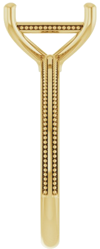 Sužadėtuvių Žiedas „Solitaire Milgrain“ 14k yellow gold Emerald 9mm x 7mm (4)
