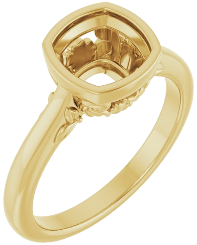 Sužadėtuvių Žiedas „Bezel-Set“ 14k yellow gold Cushion 7mm (1)