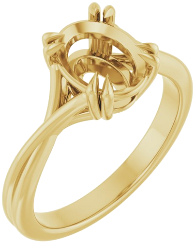 14K Yellow 9x7 mm Oval Solitaire Engagement Ring Mounting (1)