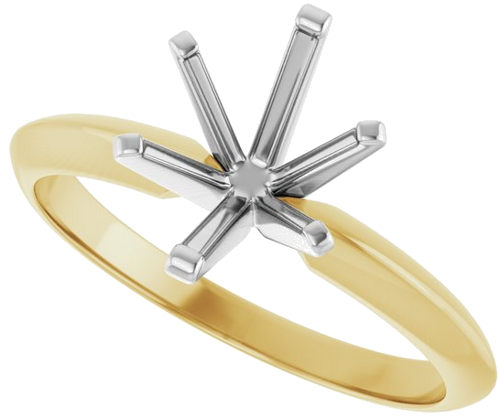 14K Yellow   White 9x7 mm Oval 6-Prong Solitaire Engagement Ring Mounting (5)