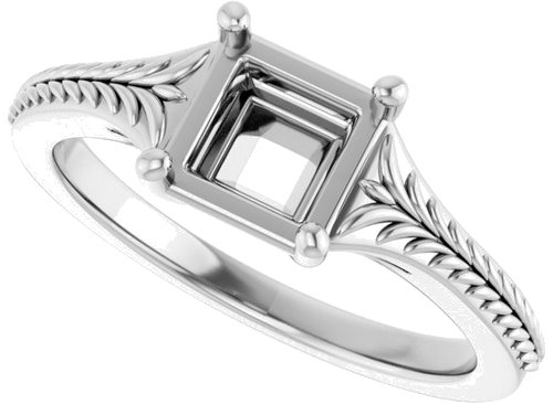 Sužadėtuvių Žiedas „Solitaire“ 14k white gold Square 5mm (5)