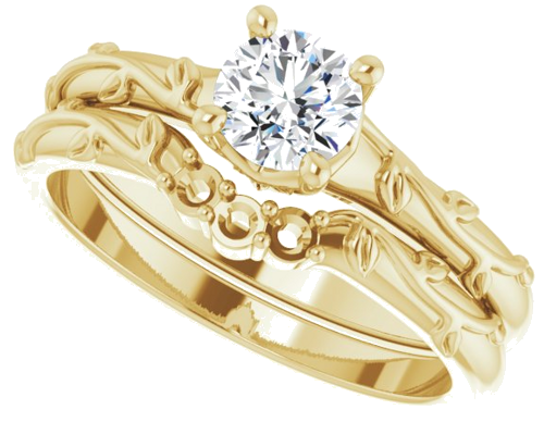 Sužadėtuvių Žiedas „Solitaire“ 14k yellow gold Round 5.2mm (10)