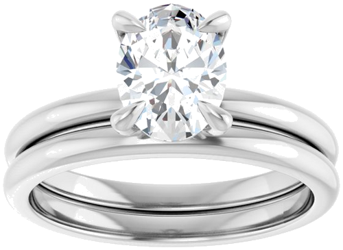 Sužadėtuvių Žiedas „Solitaire“ 750 Baltojo Aukso Oval 8mm x 6mm (8)