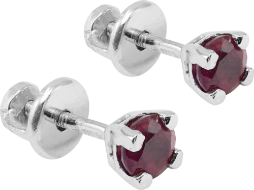 Baltā zelta auskari, inkrustēti ar korunda rubīniem (1)