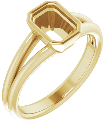 Sužadėtuvių Žiedas „Bezel-Set Solitaire“ 585 Geltonojo Aukso Emerald 7mm x 5mm (1)