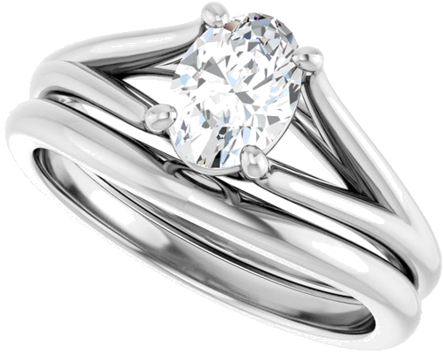 Sužadėtuvių Žiedas „Solitaire“ 14k white gold Oval 7mm x 5mm (10)