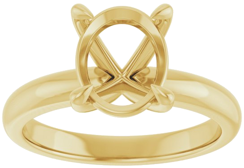 14K Yellow 10x8 mm Oval Solitaire Engagement Ring Mounting (3)
