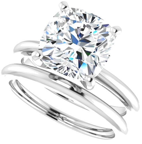 14K White  9 mm Cushion Solitaire Engagement Ring Mounting (10)