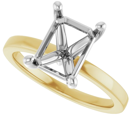Sužadėtuvių Žiedas „Solitaire“ 14k yellow/white gold Emerald 9mm x 7mm (5)