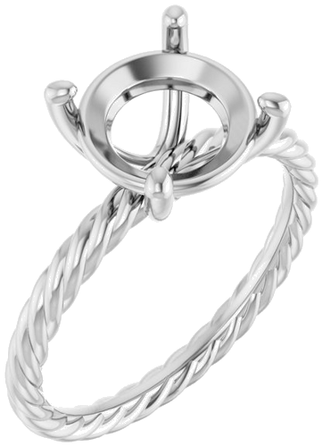 Sužadėtuvių Žiedas „Solitaire Rope“ 14k white gold Round 9.4mm (1)
