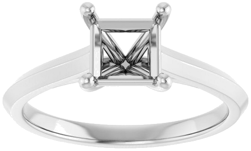 Sužadėtuvių Žiedas „Claw-Prong“ 14k white gold Square 5.5mm (3)