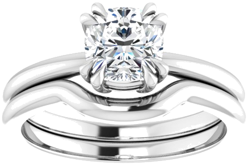 Sužadėtuvių Žiedas „Double Claw-Prong Solitaire“ 10k white gold Cushion 6mm (8)