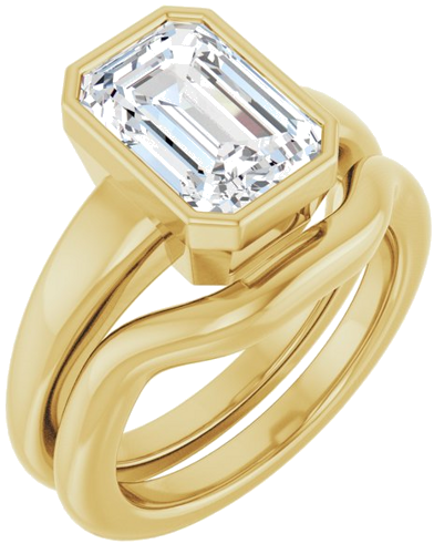 Sužadėtuvių Žiedas „Bezel-Set Solitaire“ 14k yellow gold Emerald 10mm x 7mm (6)