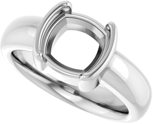 Sužadėtuvių Žiedas „Half-Bezel Solitaire“ 14k white gold Cushion 8mm (5)