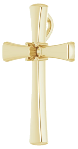 Pakabukas „Solitaire Cross“ 14k yellow gold Round 3.5mm (2)