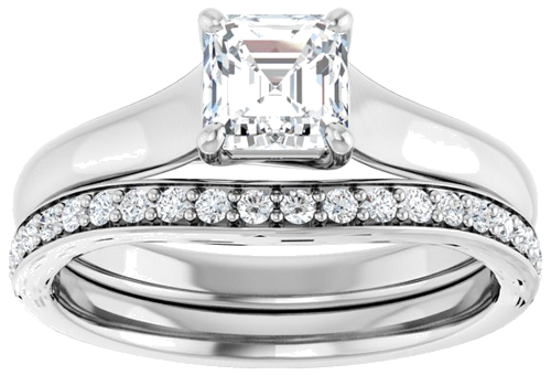 Sužadėtuvių Žiedas „Solitaire“ 10k white gold Cushion 5mm (10)