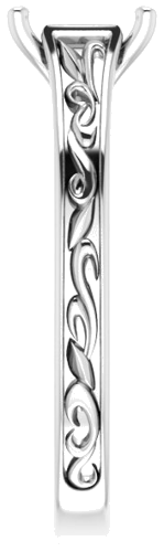 14K White  6x4 mm Emerald Solitaire Engagement Ring Mounting (4)