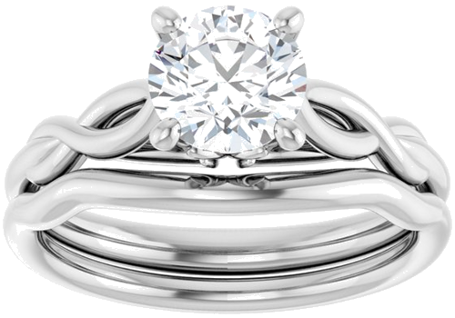 Sužadėtuvių Žiedas „Solitaire Sculptural“ 10k white gold Round 6.5mm (8)
