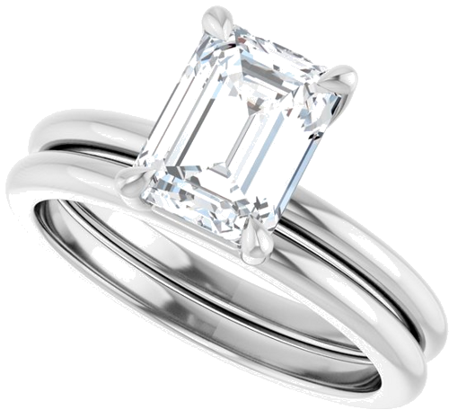 Sužadėtuvių Žiedas „Claw-Prong“ 950 Platinos Emerald 8mm x 6mm (10)