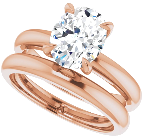 Sužadėtuvių Žiedas „Solitaire“ 585 Rožinis Aukso Oval 9mm x 7mm (10)