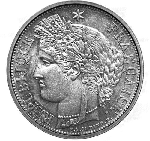5 франков Церера 2-я республика (1849-1851) Франция серебряная монета (1)