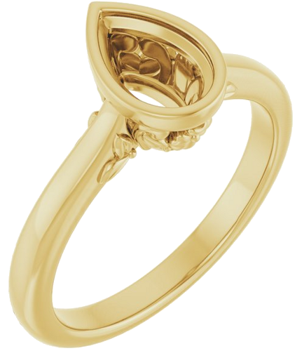 Sužadėtuvių Žiedas „Bezel-Set“ 14k yellow gold Pear 8mm x 5mm (1)