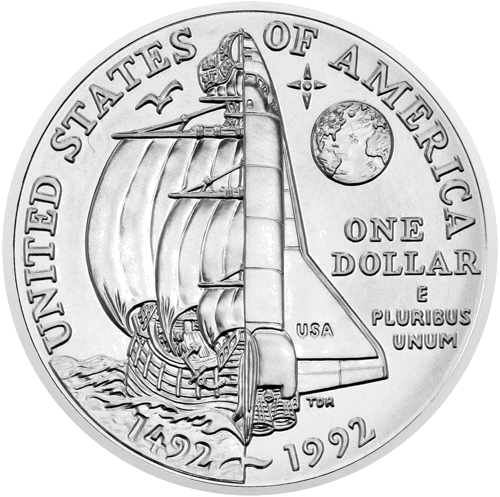 1992 Columbus Voyage USA 1 Dollar Silver Coin (2)