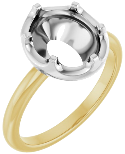 Sužadėtuvių Žiedas „Solitaire“ 14k yellow/white gold Oval 10mm x 8mm (1)
